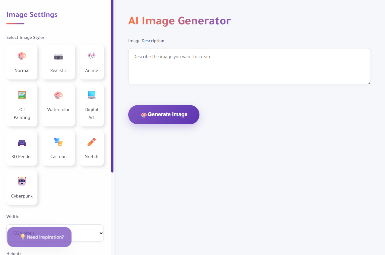 AI Image Generator Interface